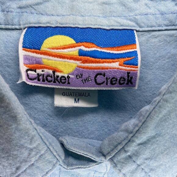 Cricket of the Creek Womens short sleeve denim button up Embroidered Stars VTG M - Picture 14 of 14